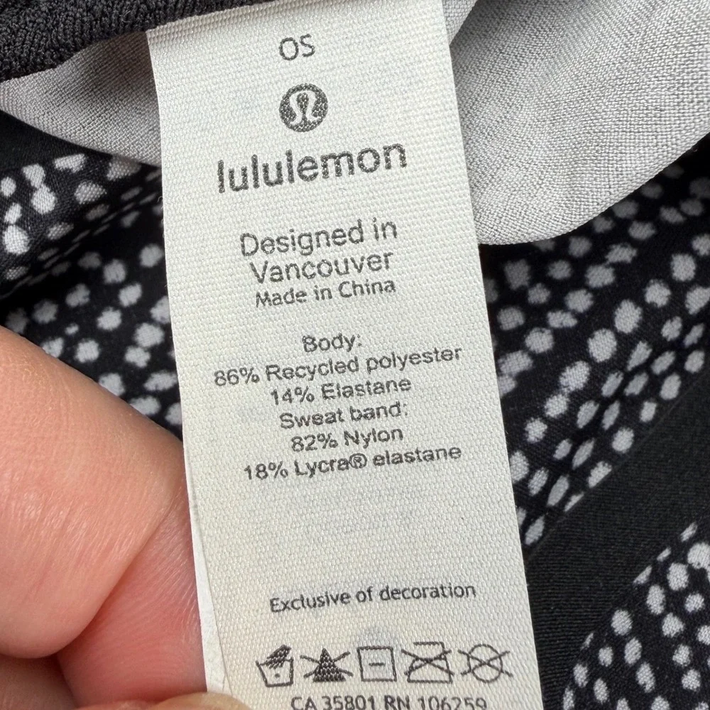 Lululemon Fast and Free Run Hat Black White Polka Dot OS Reflective Adjustable